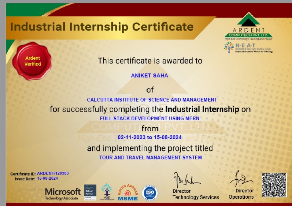 InternShip certificate